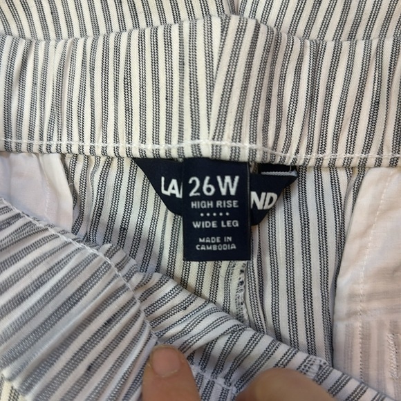 Lands End Cropped Linen Blend Stretch Waist Wide Leg Stripped Pants 26W - Picture 5 of 6